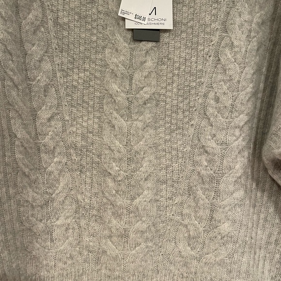 Magaschoni Cashmere light grey cable knit sweater (XL) NWT - Picture 5 of 9